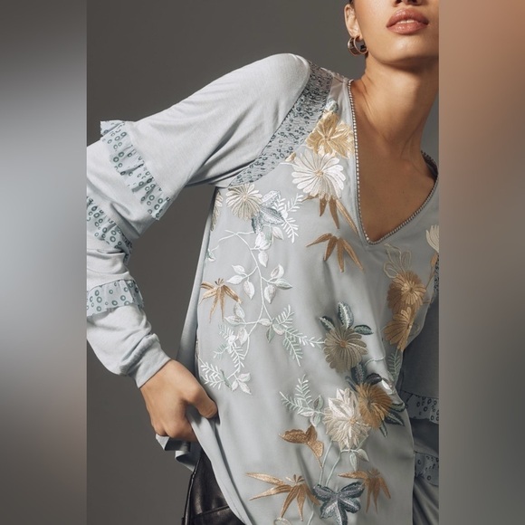 Anthropologie Tiny Long Sleeve Ruffle Top - Picture 2 of 7